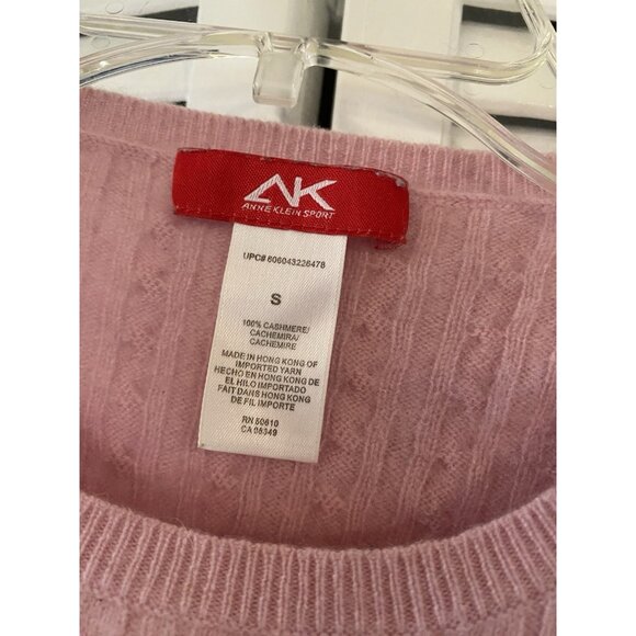 Anne Klein Sport 100% Cashmere Cable Knit Sweater Size S Pink Quiet Luxury Soft - Picture 3 of 6